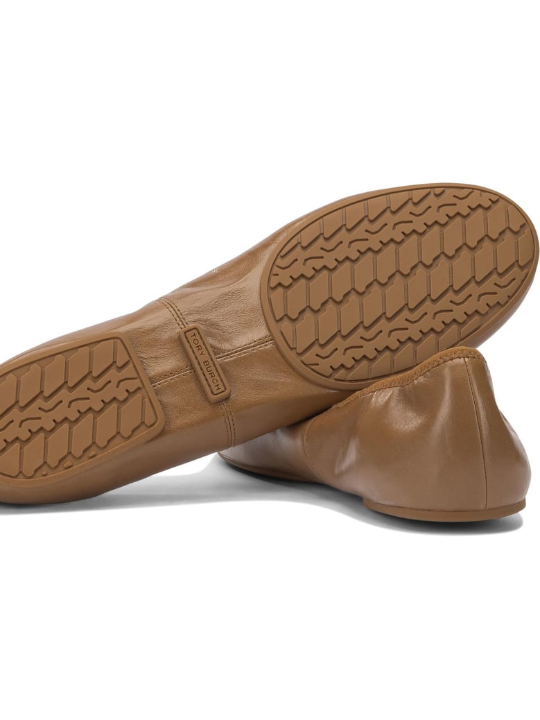 brown leather fabric ballerinas by Selfnex