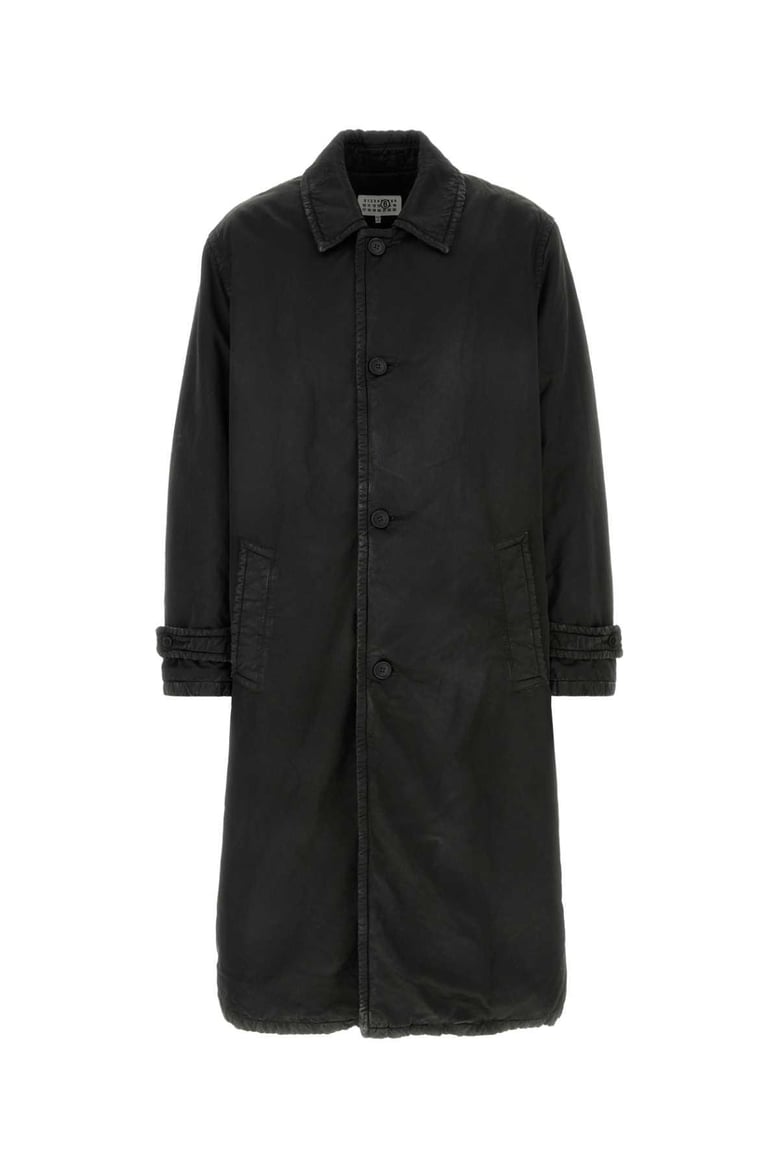 black cotton blend overcoat by Selfnex