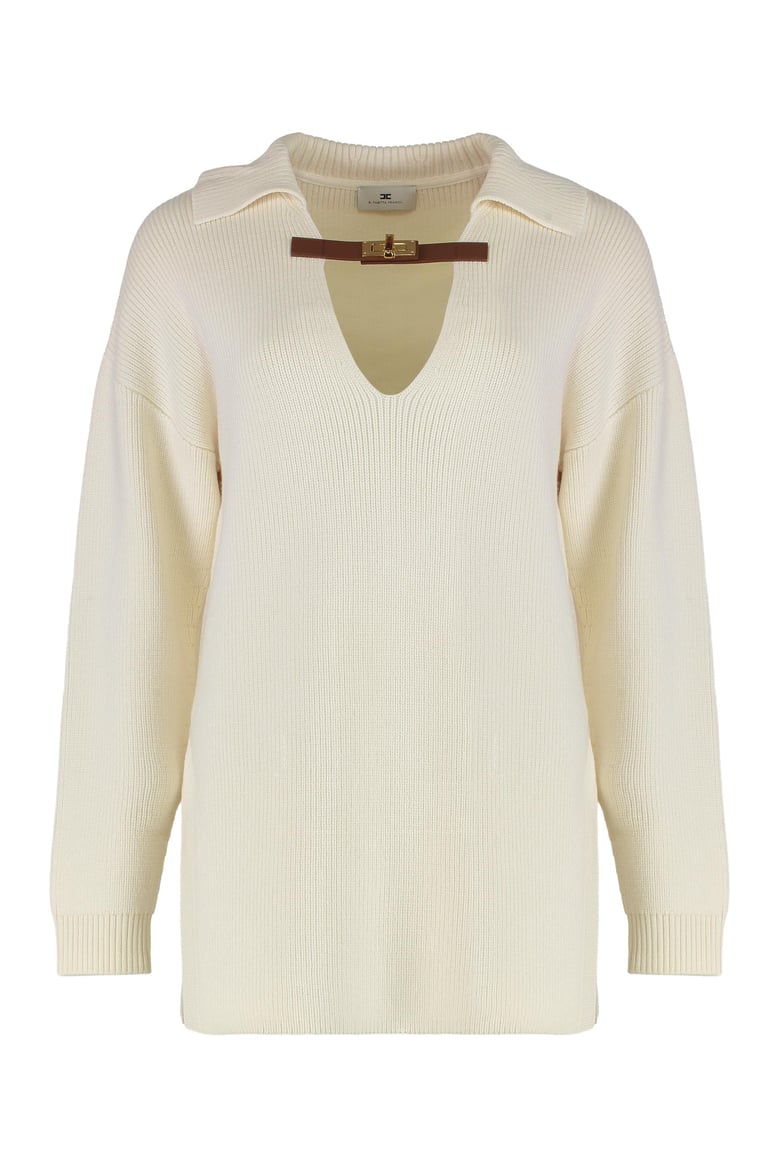sweater in mixed wool with a jewel strap by Selfnex