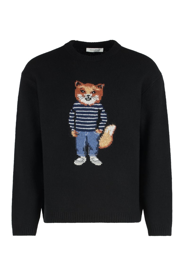 dressed fox intarsia wool jumper by Selfnex