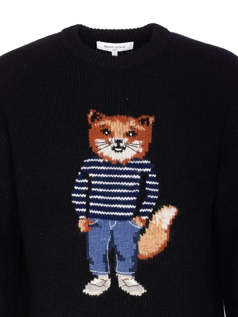dressed fox intarsia wool jumper by Selfnex