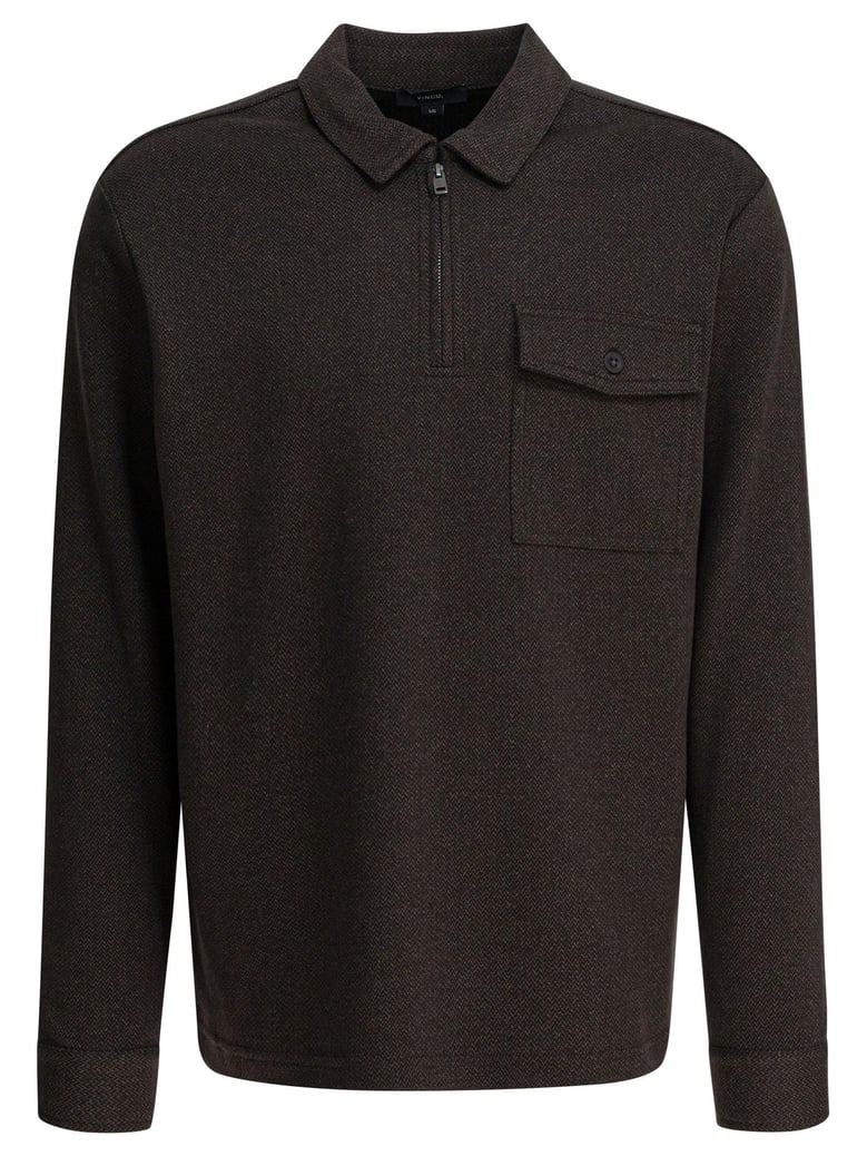 brown cotton blend polo shirt by Selfnex