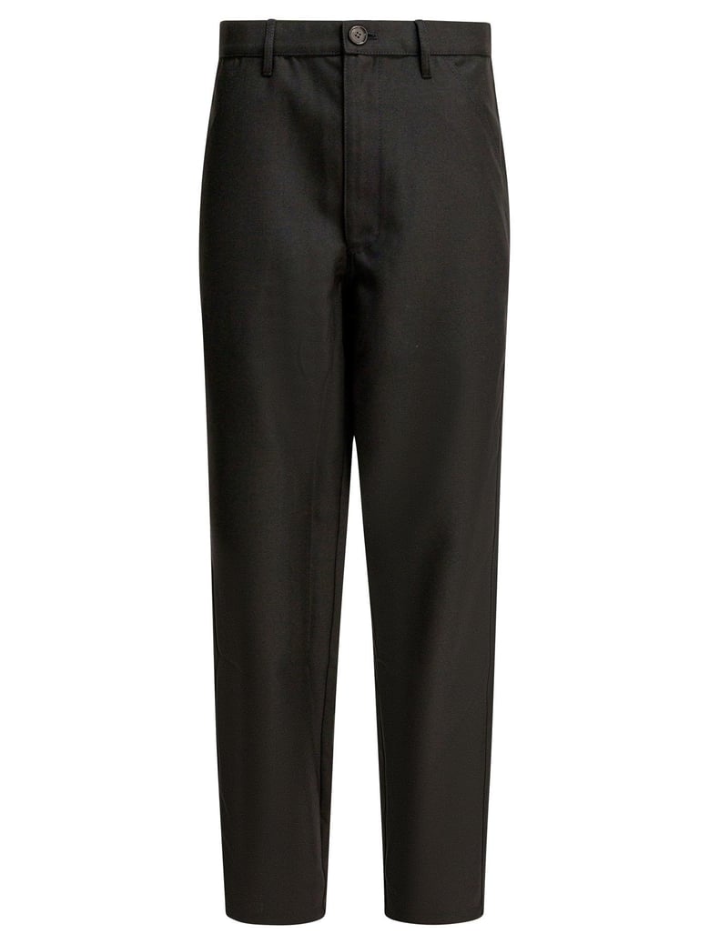 black polyester wool trousers by Selfnex
