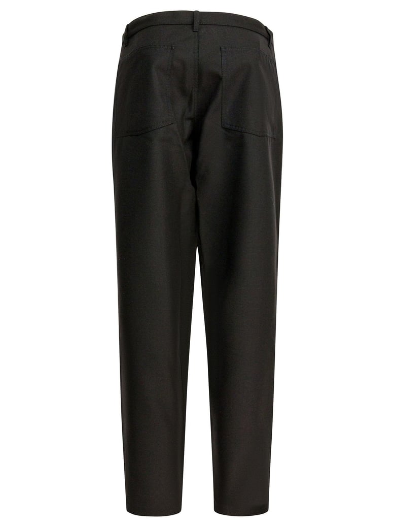 black polyester wool trousers by Selfnex