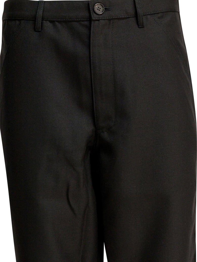 black polyester wool trousers by Selfnex