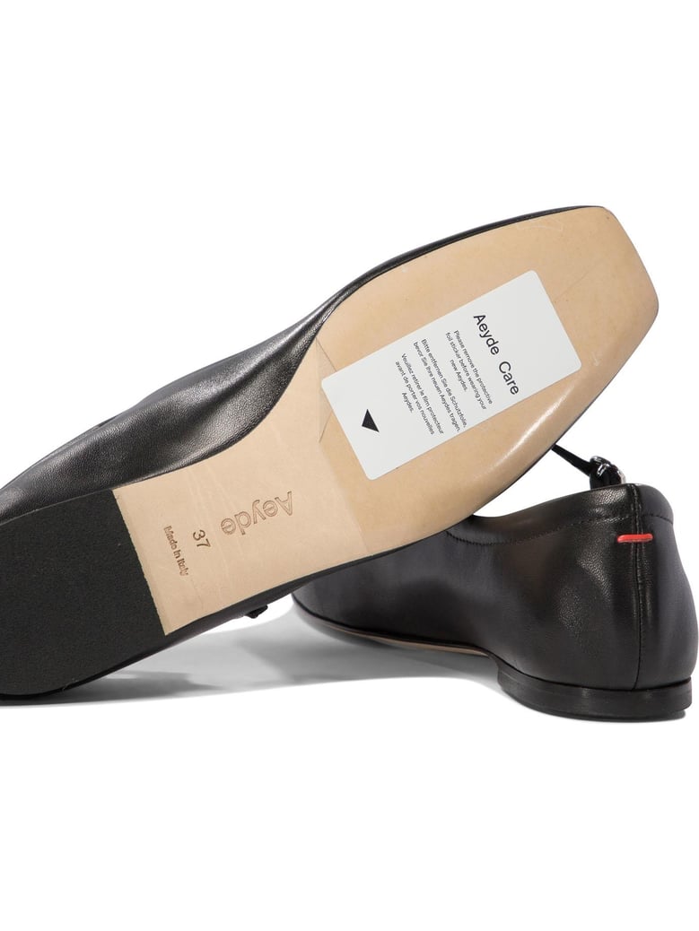 black leather ballerinas by Selfnex