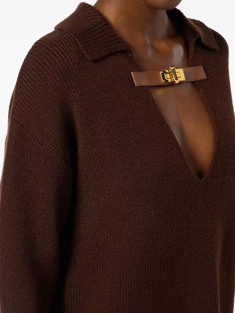 sweater in mixed wool with a jewel strap by Selfnex