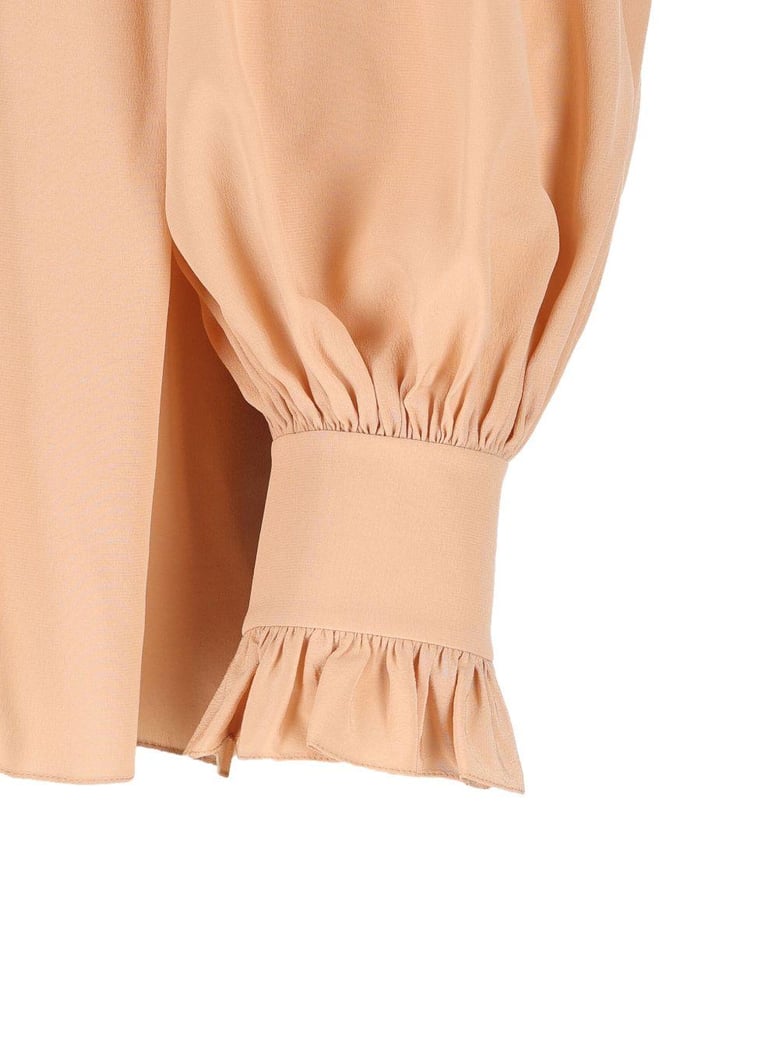 oversized crêpe de chine ruffle top by Selfnex