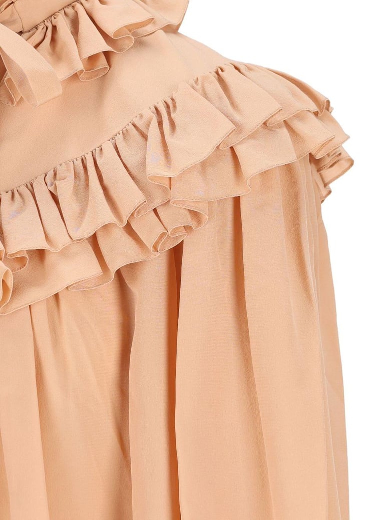 oversized crêpe de chine ruffle top by Selfnex