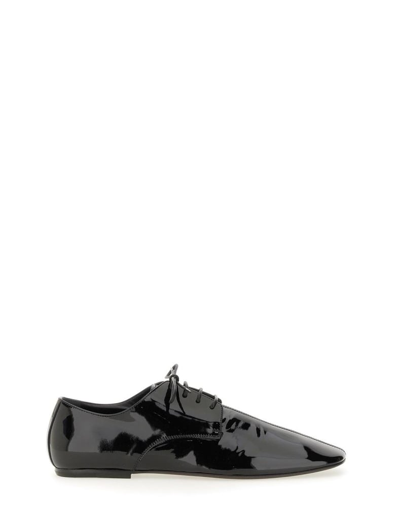 shiny leather laceup shoe by Selfnex