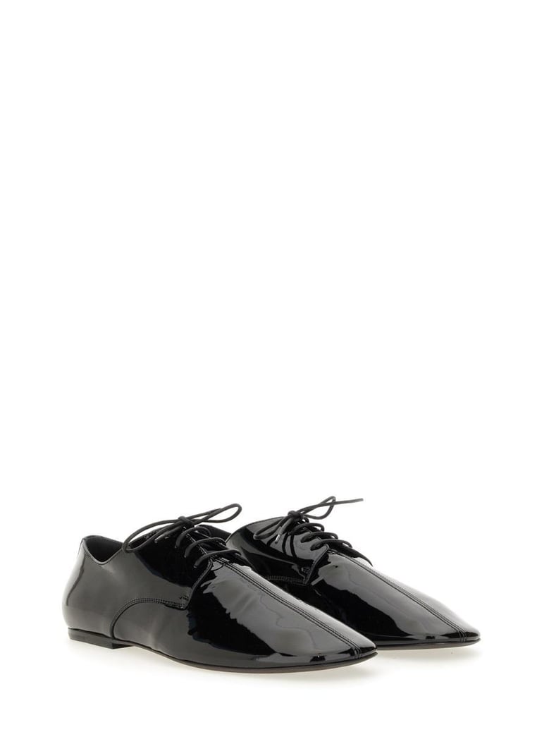 shiny leather laceup shoe by Selfnex