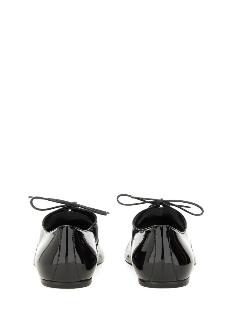 shiny leather laceup shoe by Selfnex