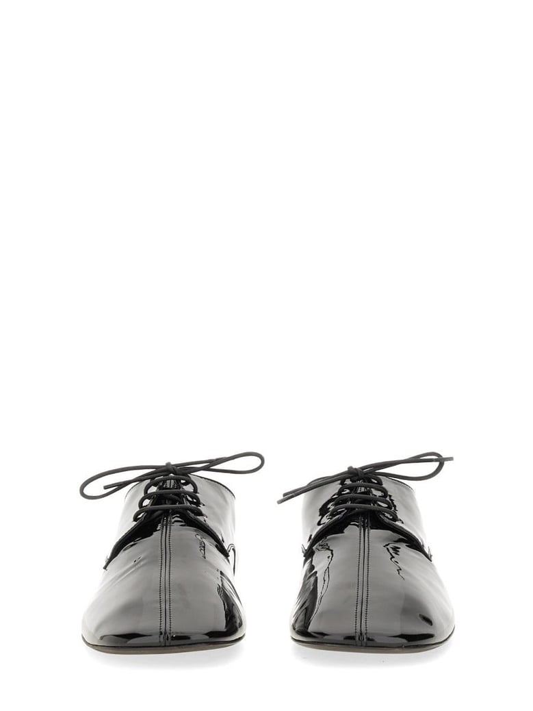 shiny leather laceup shoe by Selfnex