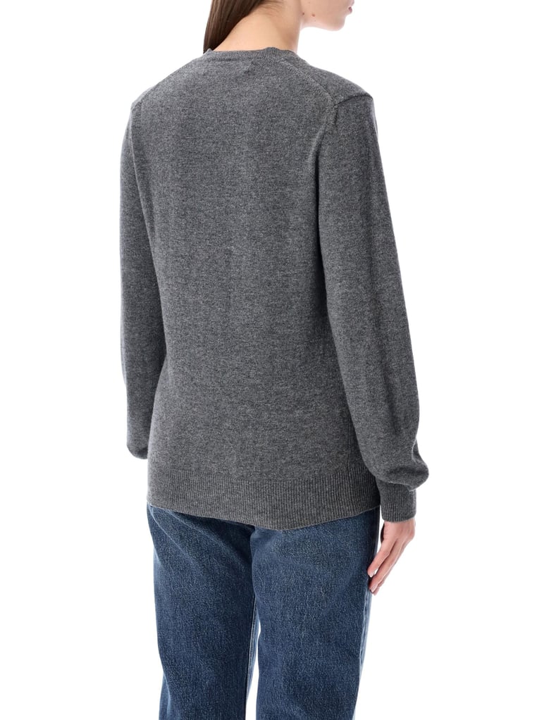 comme des garçons play wool v-neck sweater with red heart and crystals by Selfnex