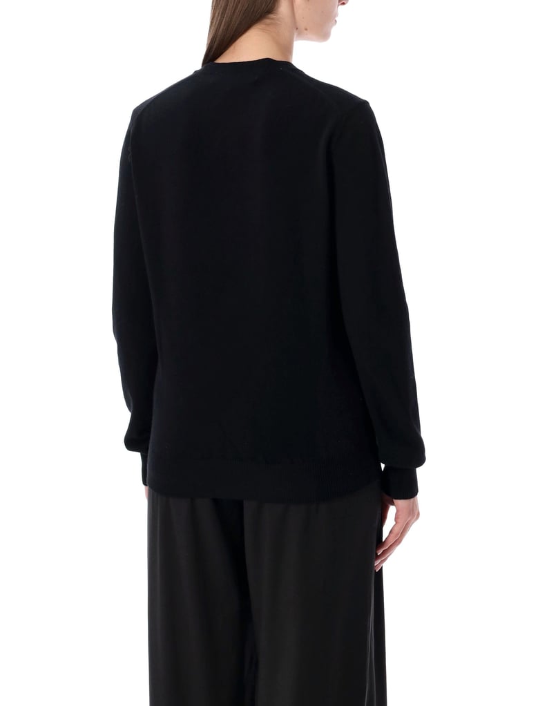 comme des garçons play wool cardigan with red crystal heart by Selfnex