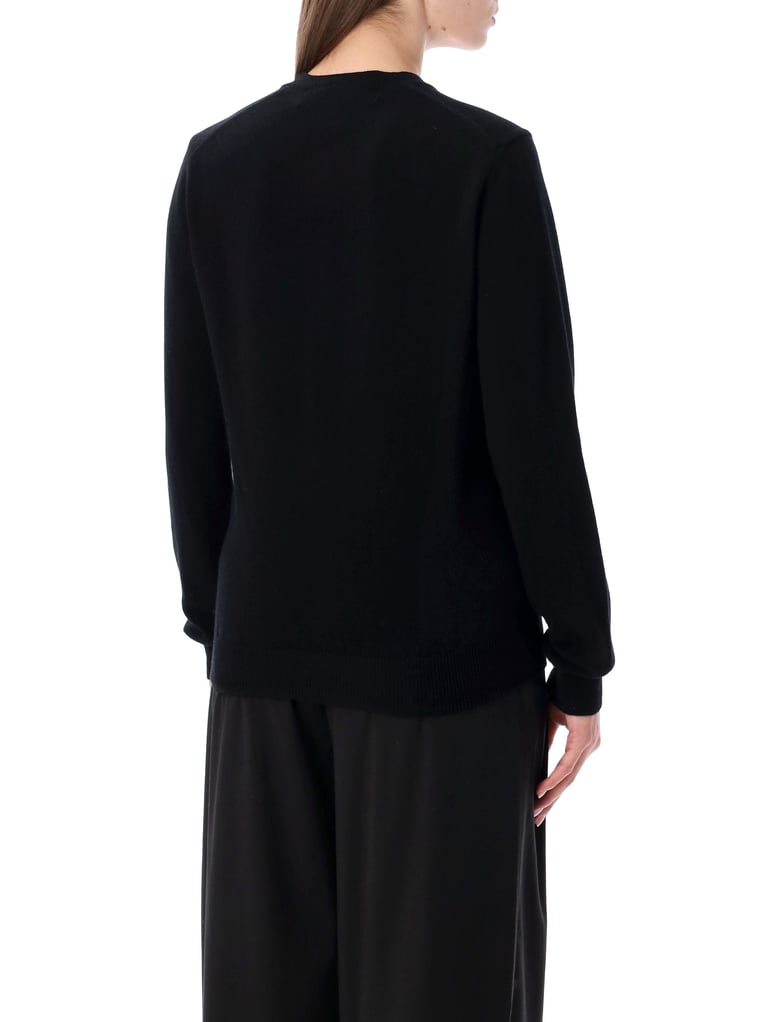 comme des garçons play wool cardigan with crystal heart by Selfnex