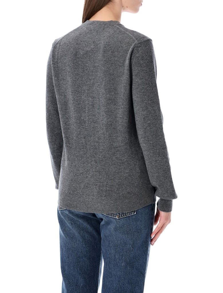comme des garçons play wool cardigan with red crystal heart by Selfnex