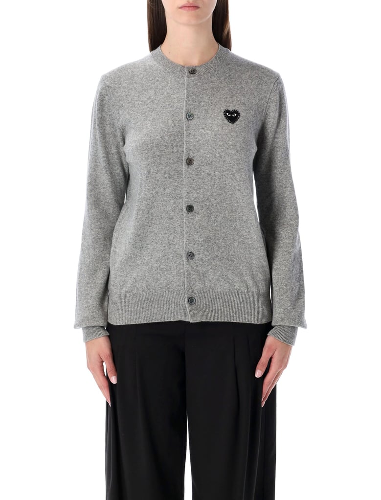 comme des garçons play wool cardigan with crystal heart by Selfnex