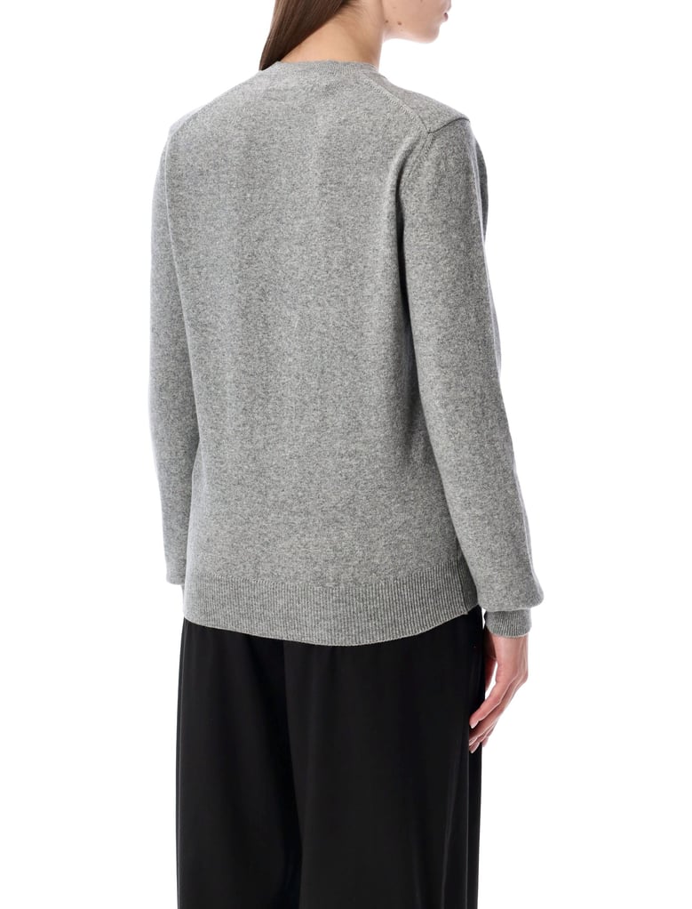 comme des garçons play wool cardigan with crystal heart by Selfnex
