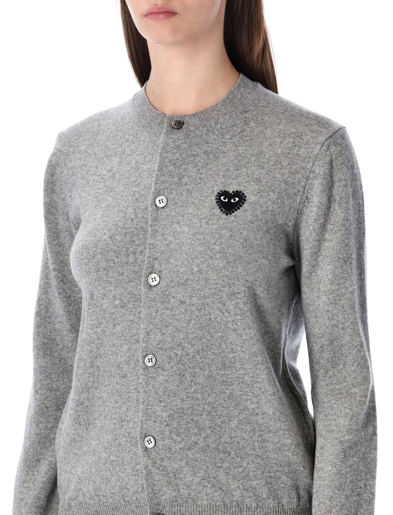 comme des garçons play wool cardigan with crystal heart by Selfnex