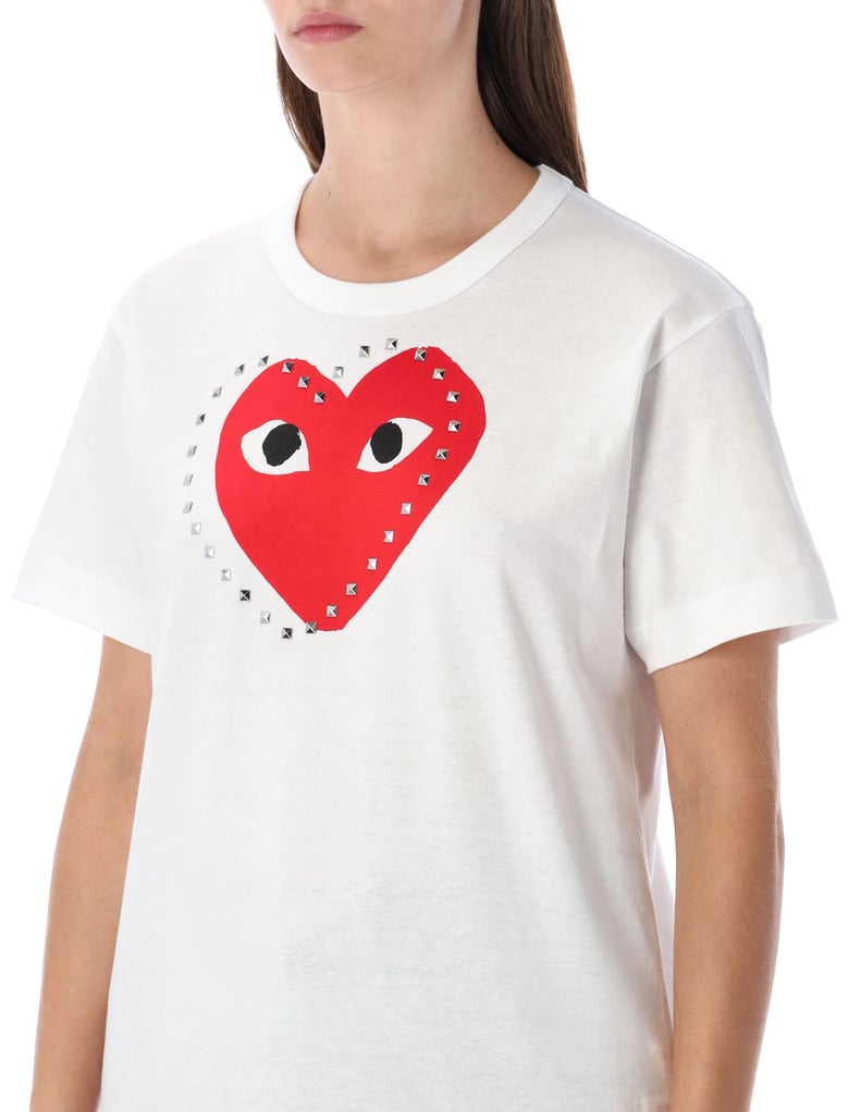 comme des garçons playwhite t-shirt with studded red heart by Selfnex