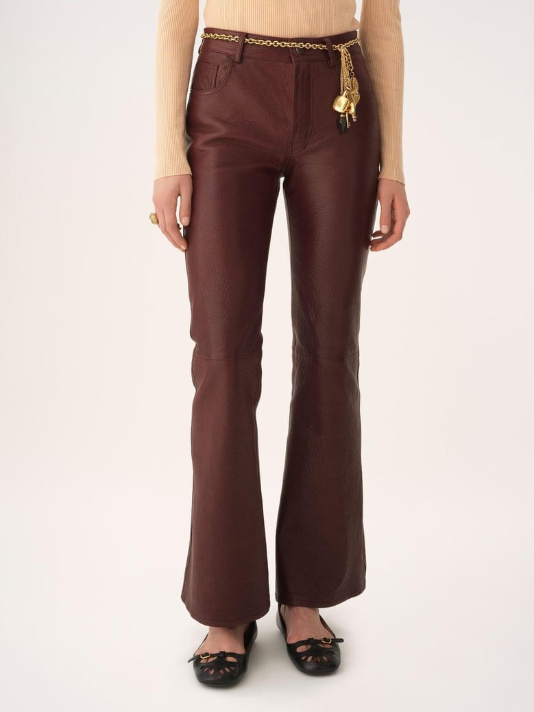 grape leather flared pant by Selfnex