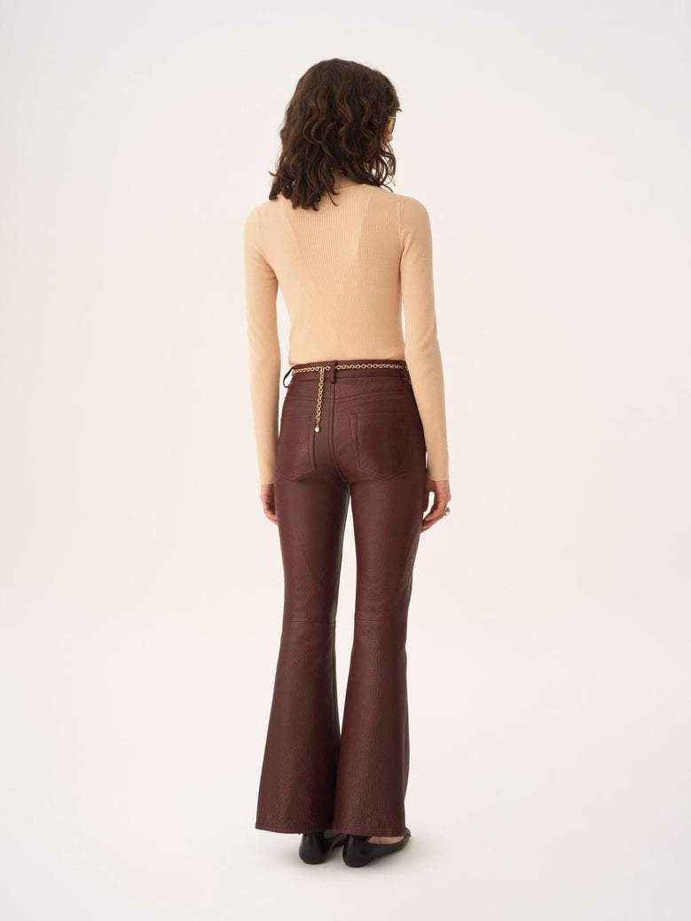 grape leather flared pant by Selfnex