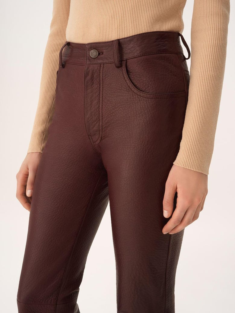 grape leather flared pant by Selfnex