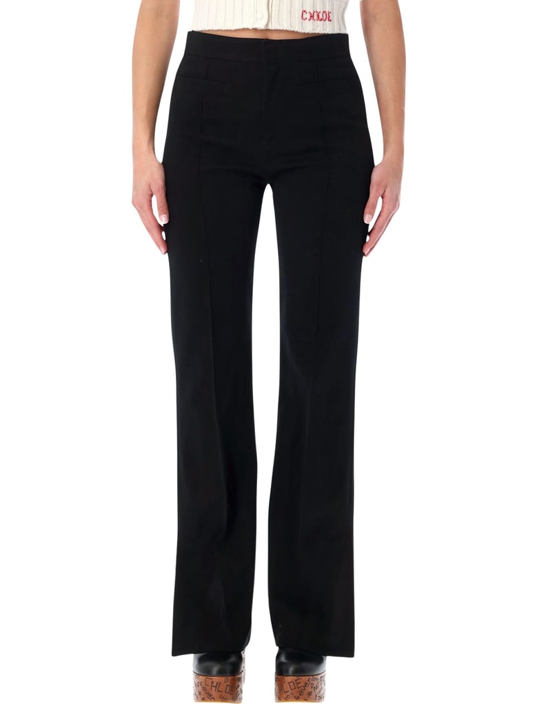 chloé black herringbone cotton tailored trousers by Selfnex