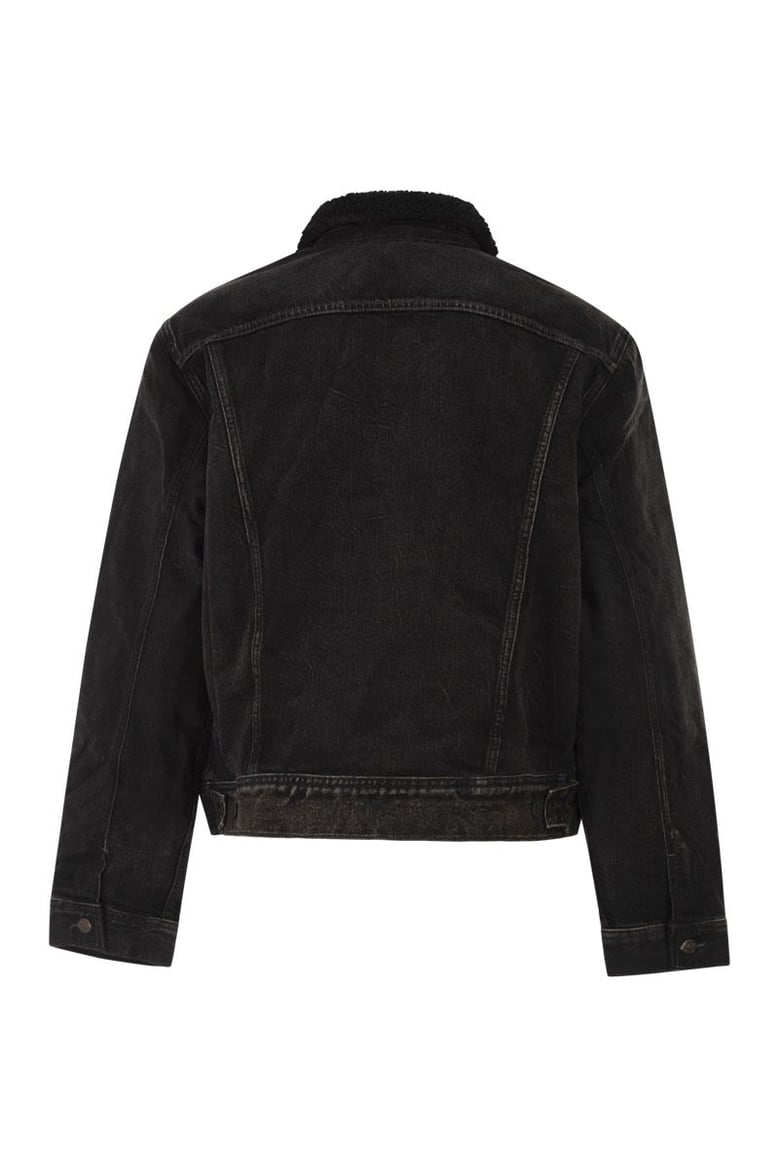 distressed denim trucker jacket by Selfnex