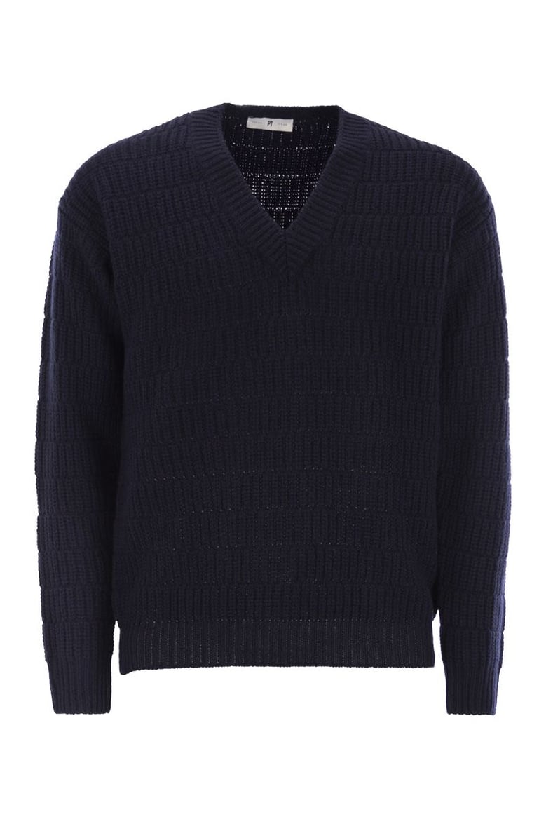 wool sweater with v-neck by Selfnex