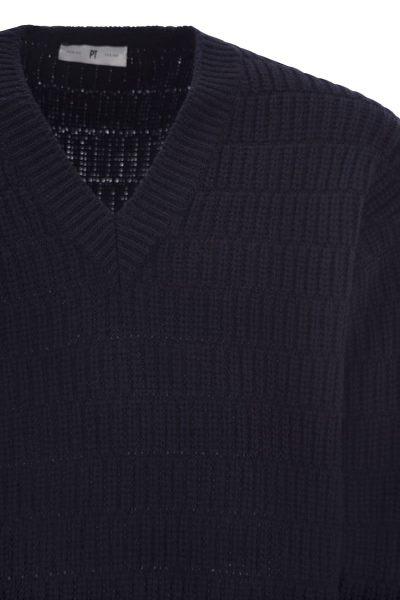 wool sweater with v-neck by Selfnex