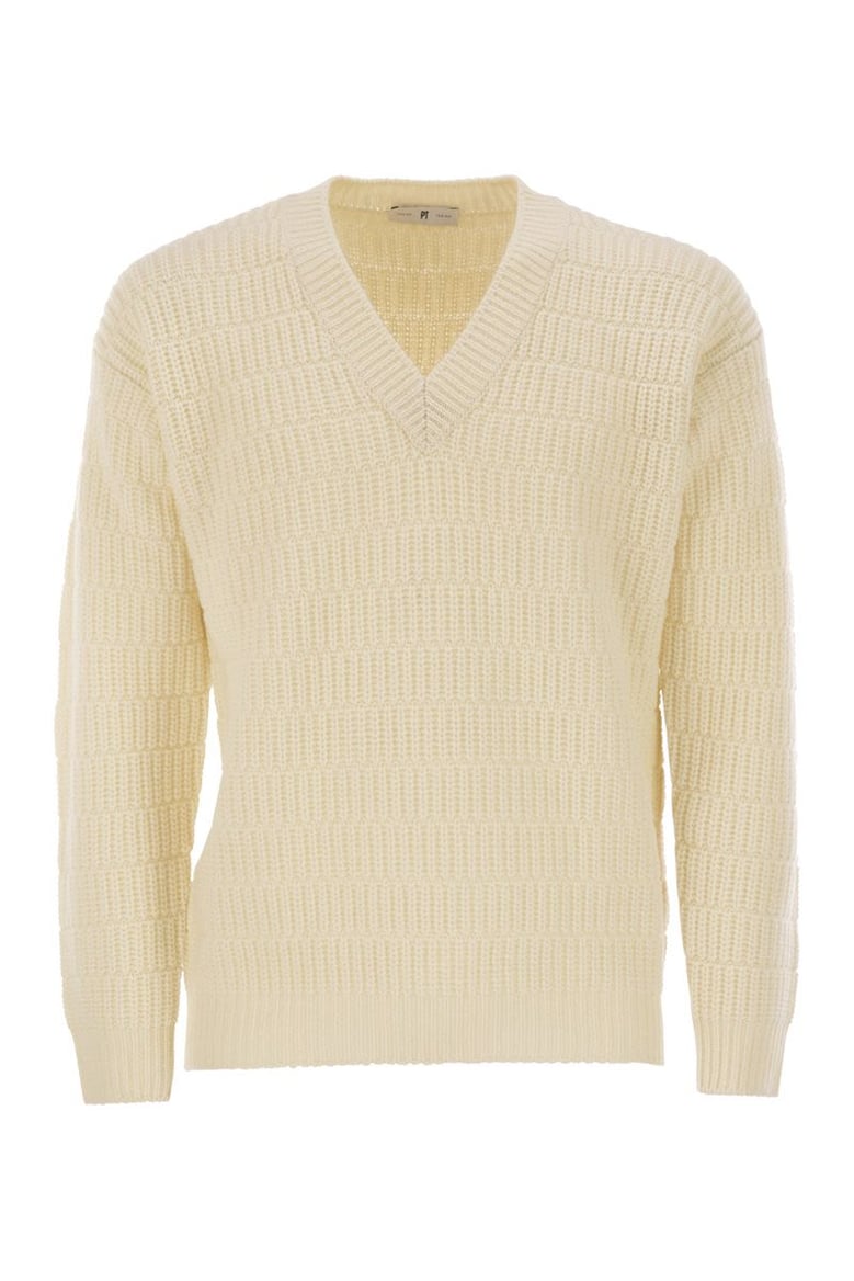 wool sweater with v-neck by Selfnex