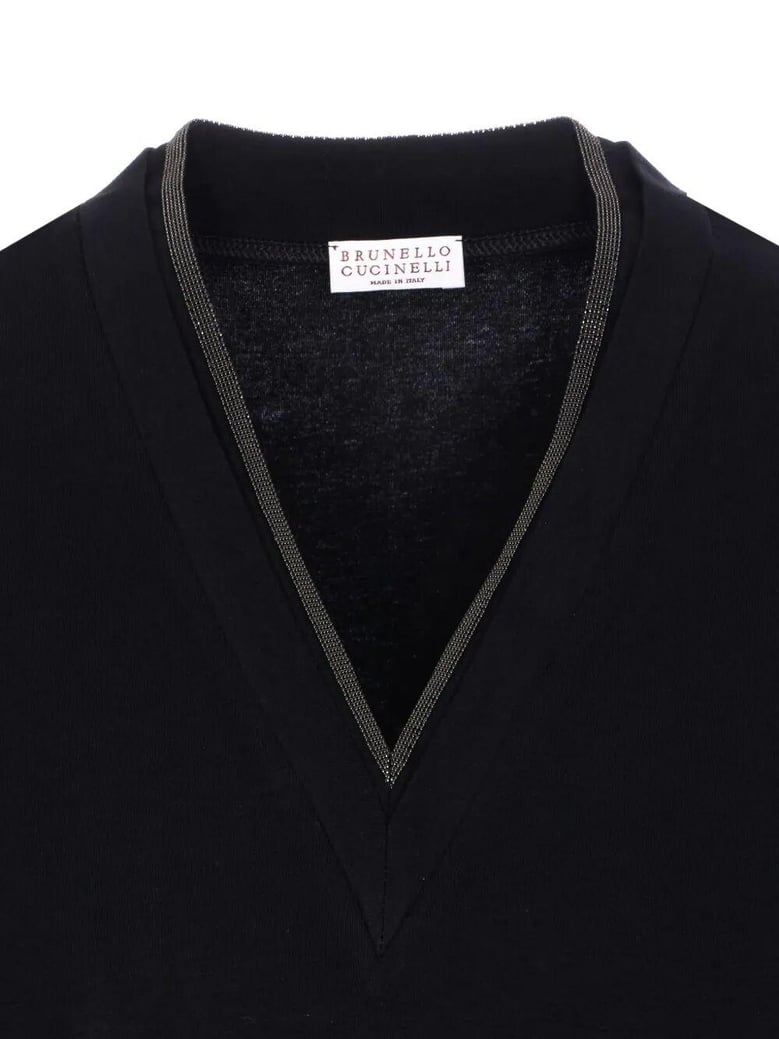monili trim v-neck cotton t-shirt by Selfnex