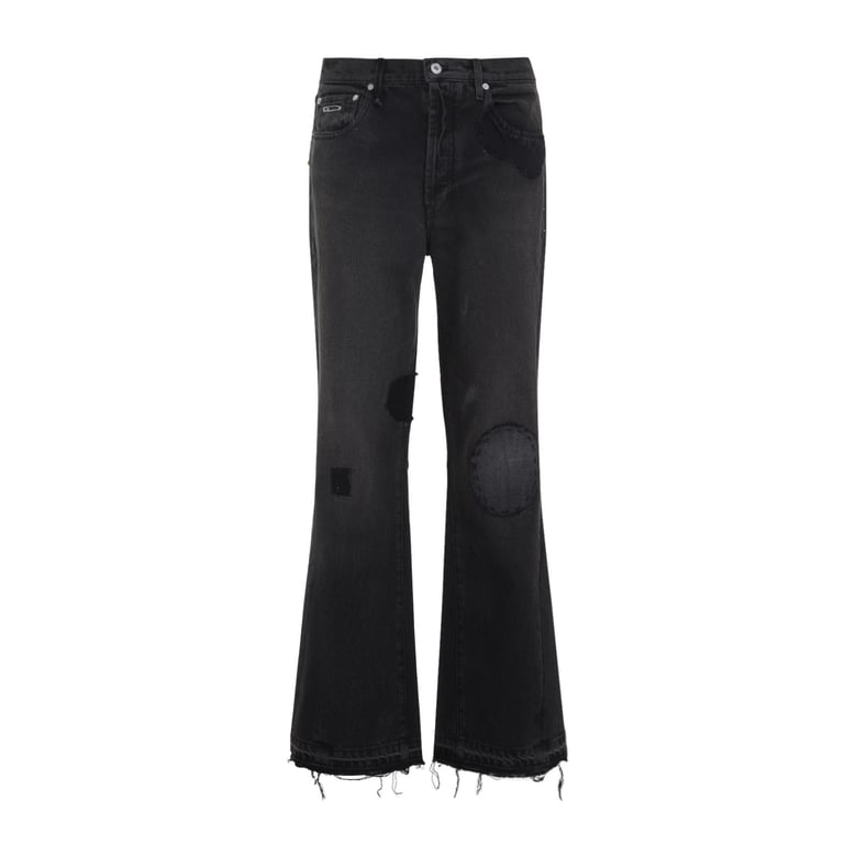 black cotton og la flare jeans by Selfnex