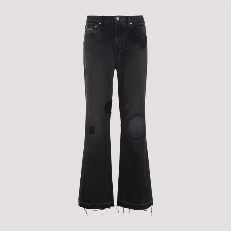 black cotton og la flare jeans by Selfnex