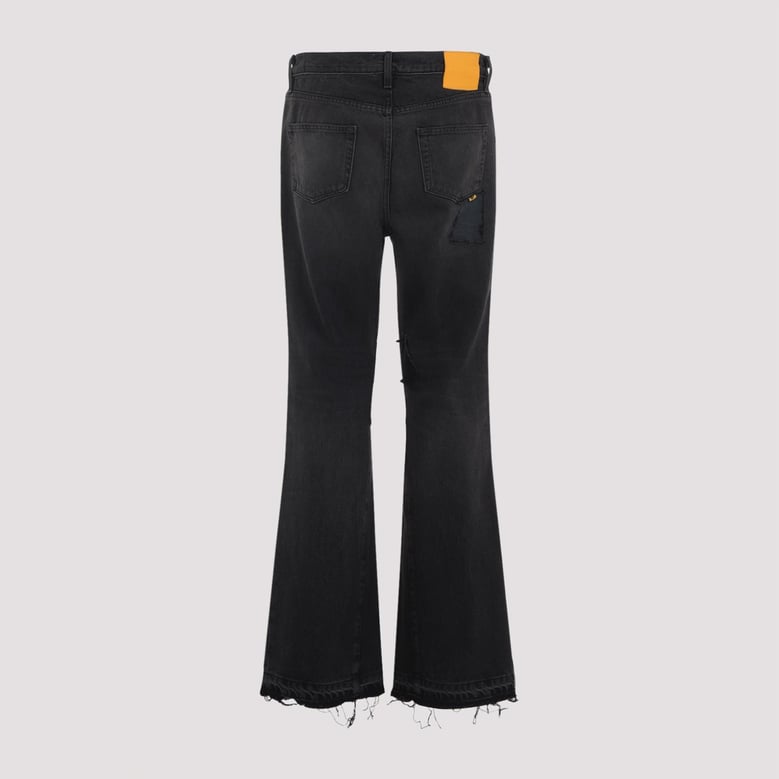 black cotton og la flare jeans by Selfnex