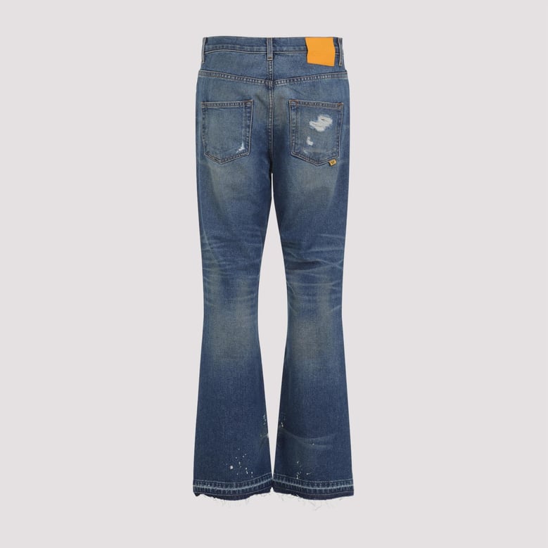 indigo blue cotton dagger bootcut jeans by Selfnex