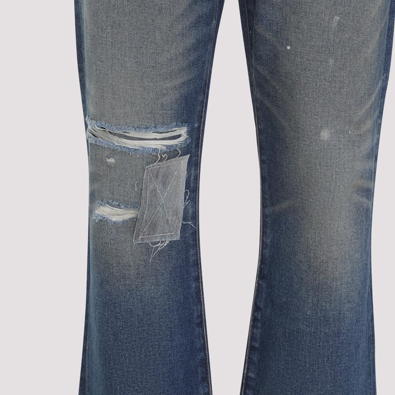 indigo blue cotton dagger bootcut jeans by Selfnex