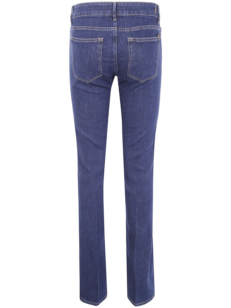 denim ring stretch trousers by Selfnex