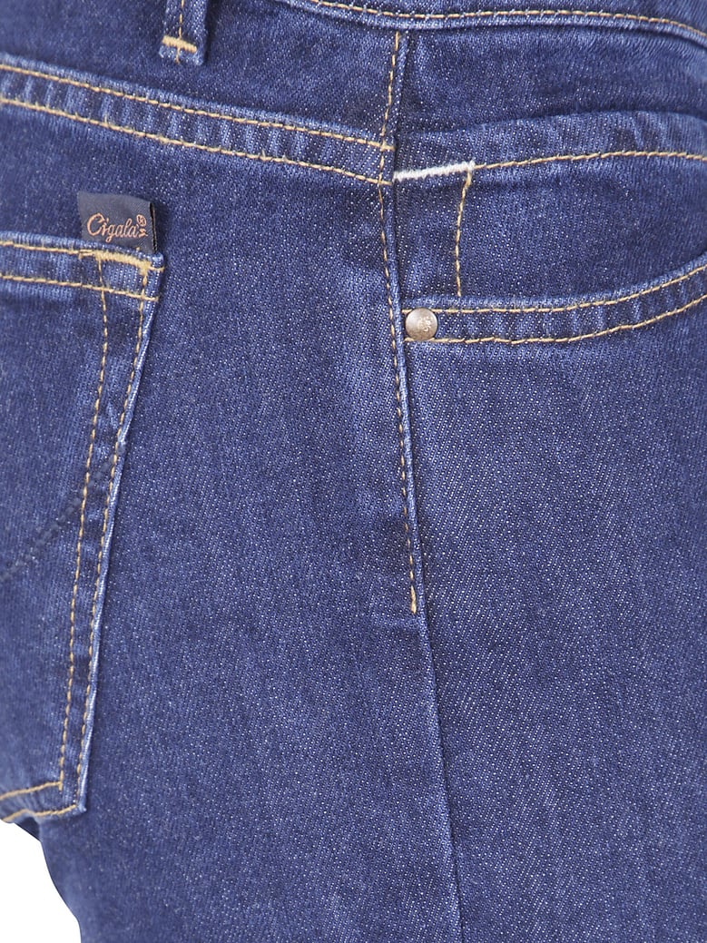 denim ring stretch trousers by Selfnex