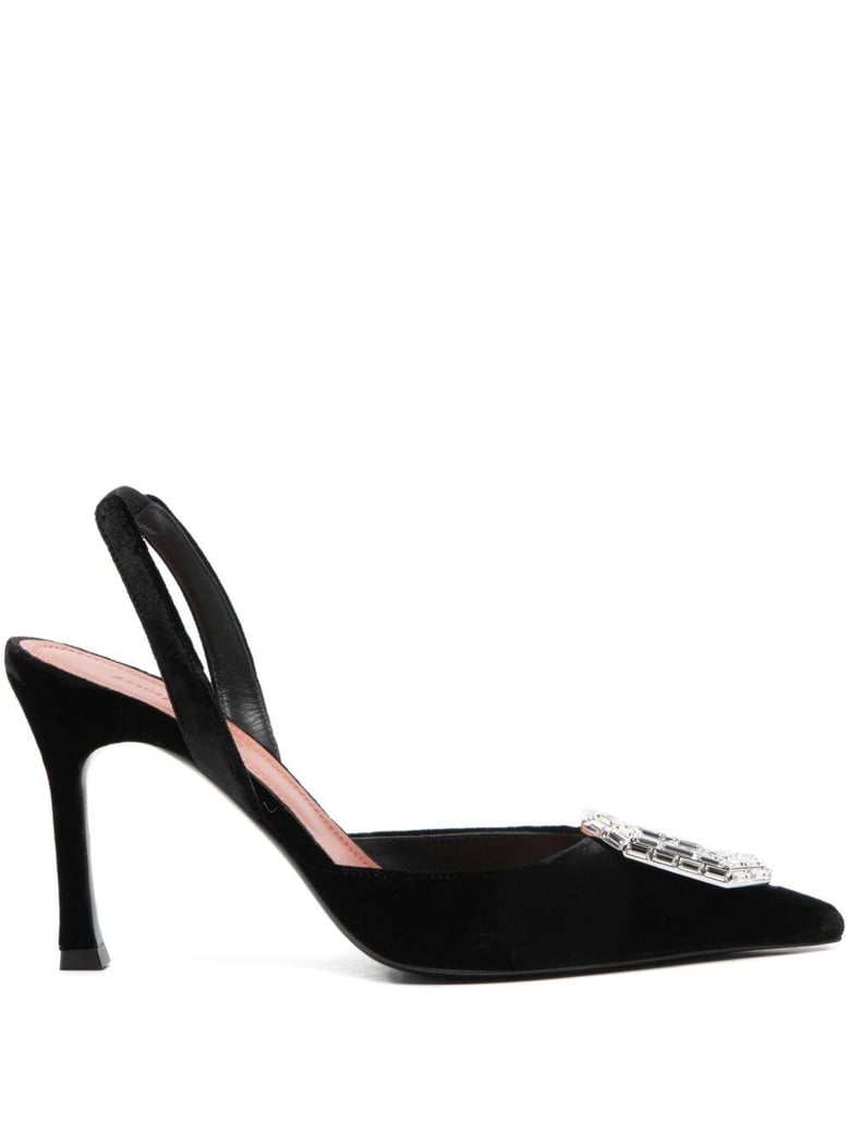 camelia velvet slingback pumps by Selfnex
