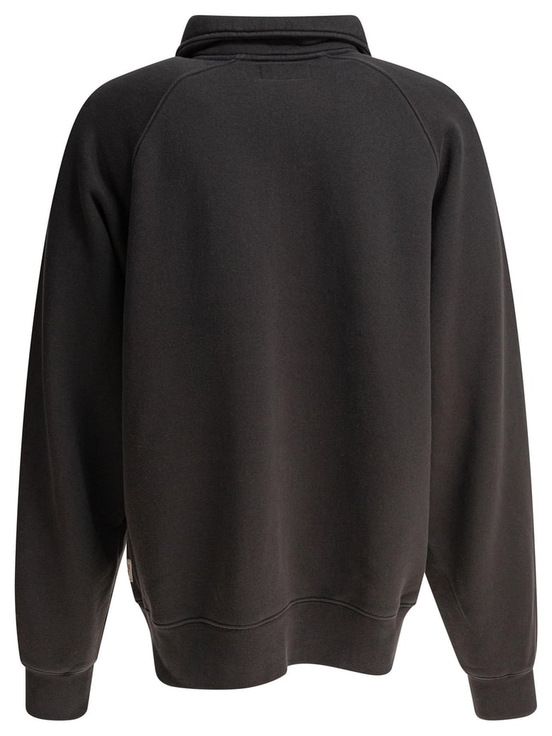 washed black cotton blend sweatshirt by Selfnex