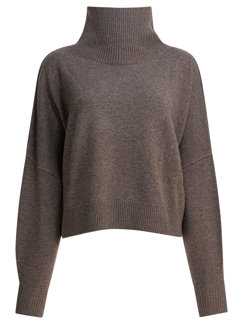taupe melange wool cashmere knitwear by Selfnex