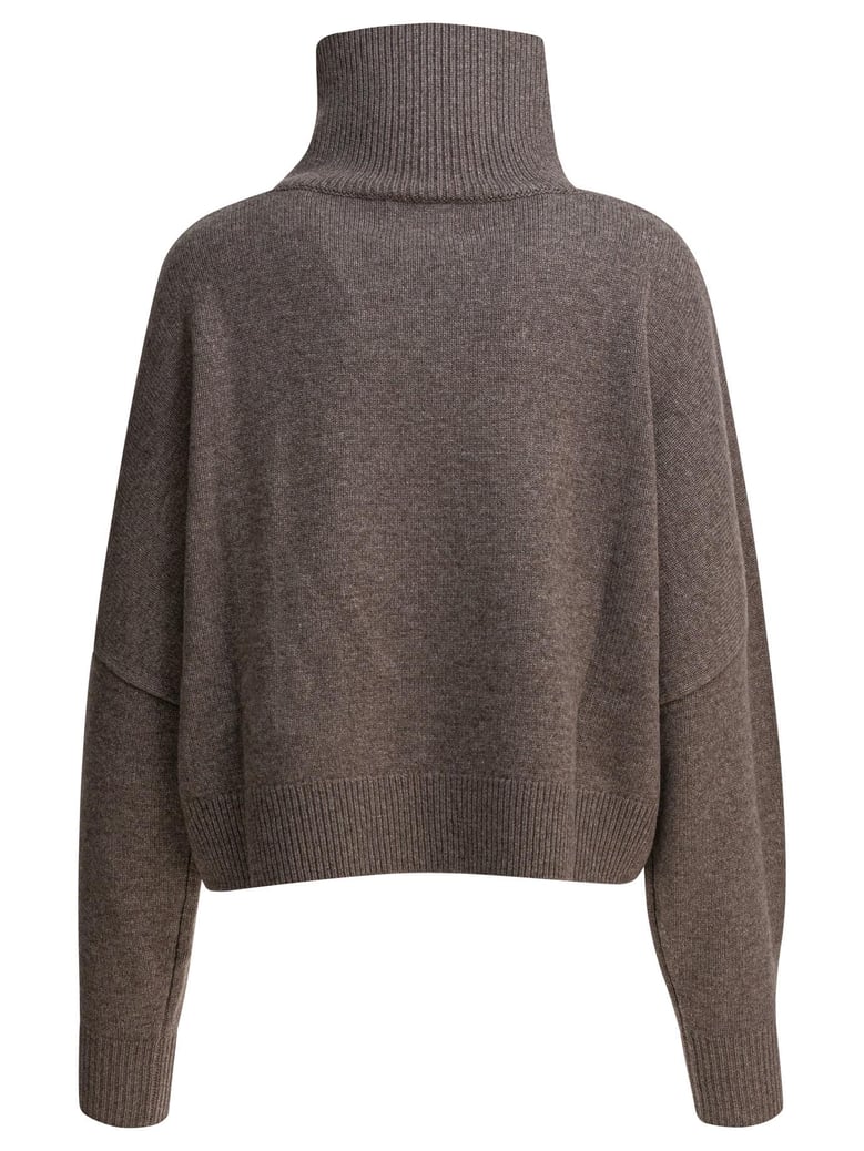 taupe melange wool cashmere knitwear by Selfnex