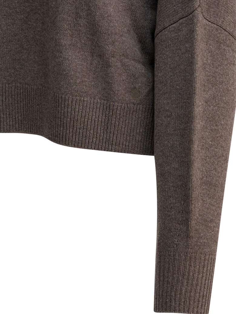 taupe melange wool cashmere knitwear by Selfnex