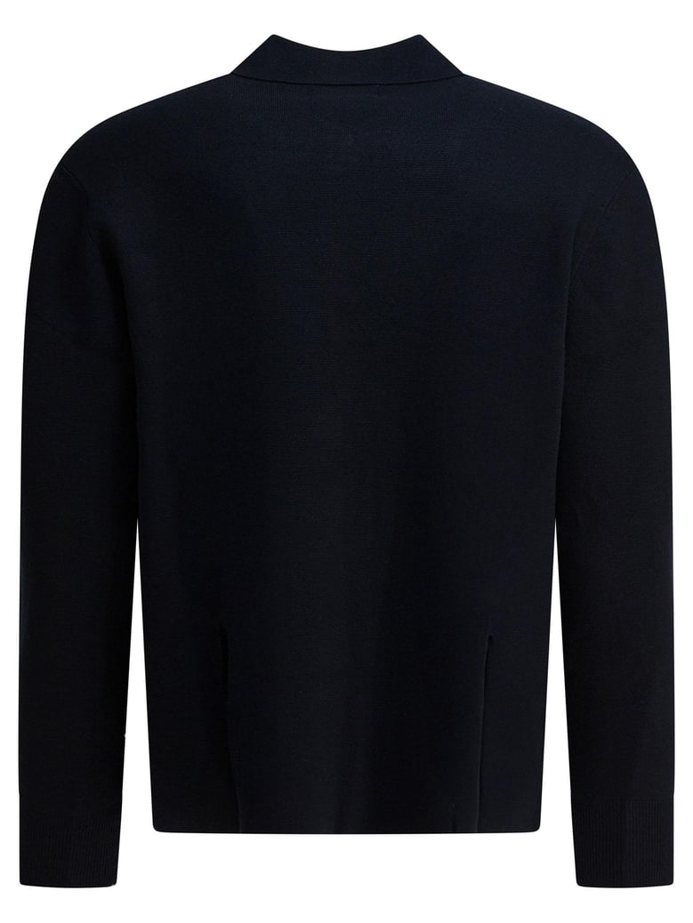 blue wool acrylic blend polo shirt by Selfnex