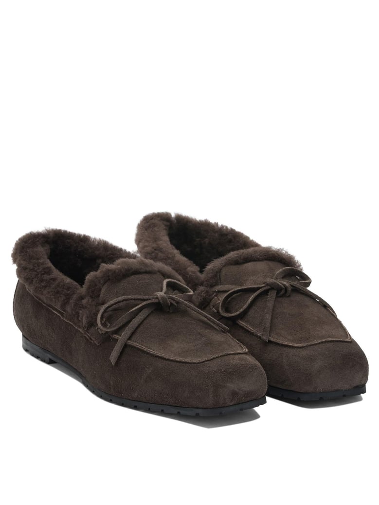 moka suede shearling loafers by Selfnex