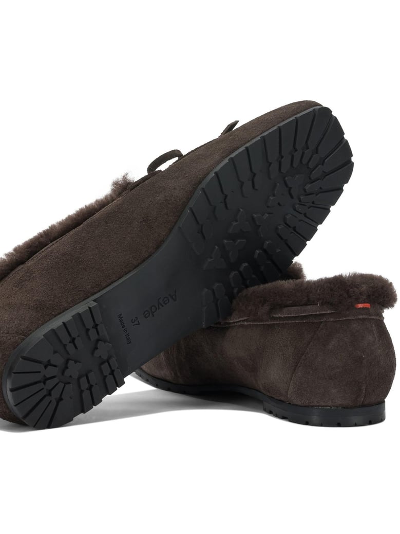 moka suede shearling loafers by Selfnex