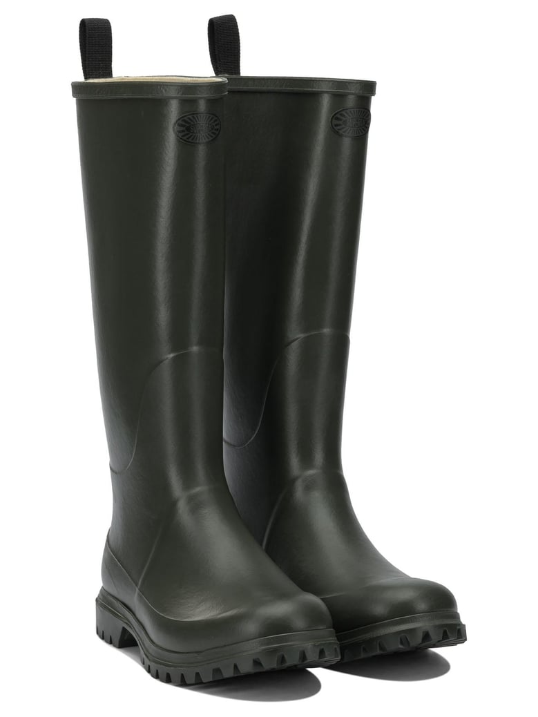 green rubber cotton lined boots by Selfnex